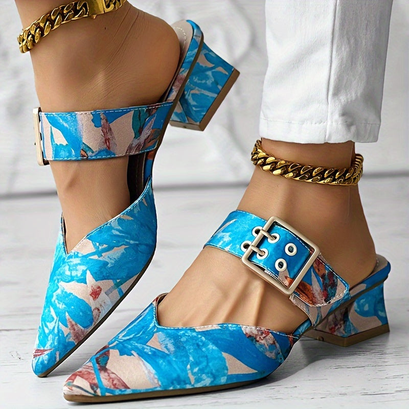 'TROPICALIA' BUCKLE SLIP-ONS