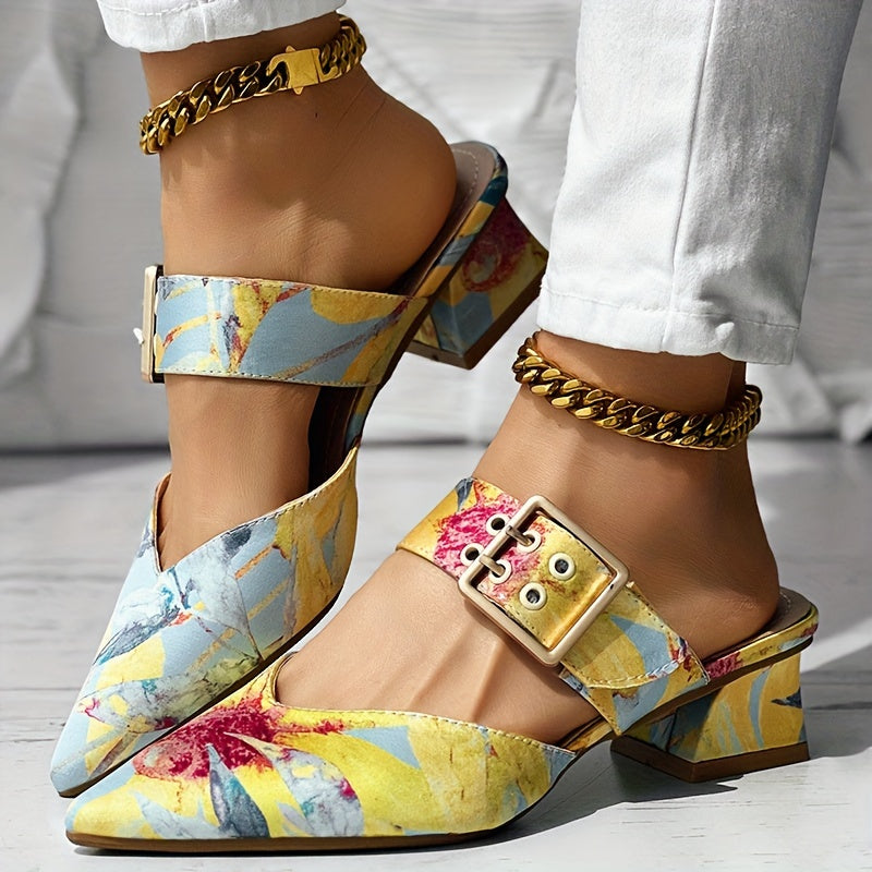 'TROPICALIA' BUCKLE SLIP-ONS