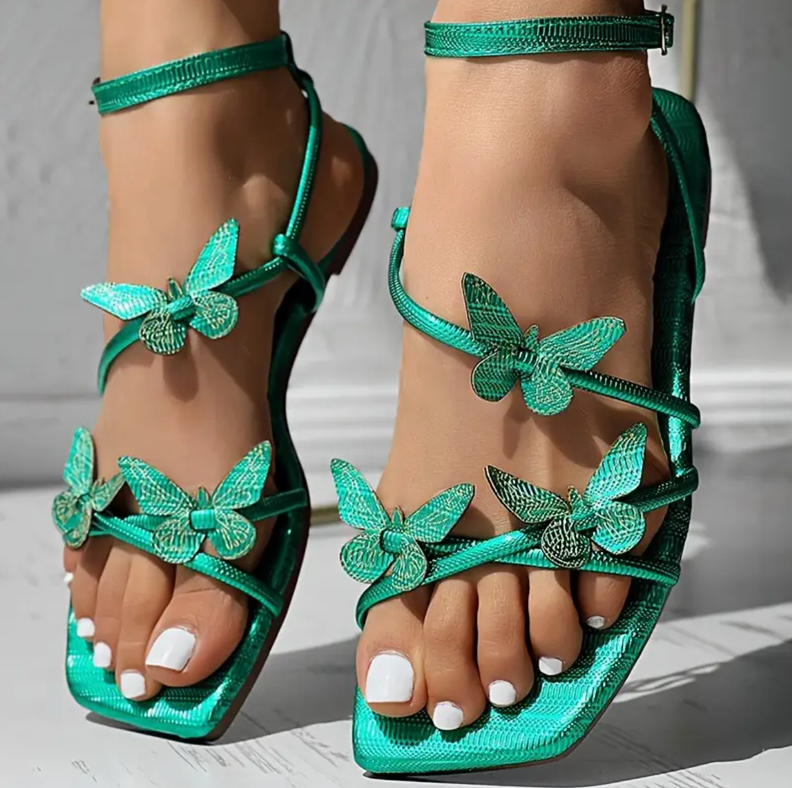 'FLUTTER CHARM' FLAT SANDALS