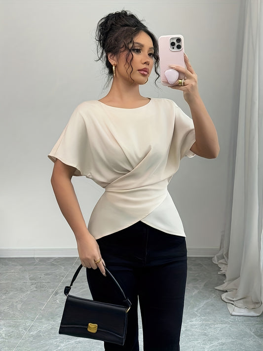 'IVORY' DRAPED WAIST SCULPTING TOP