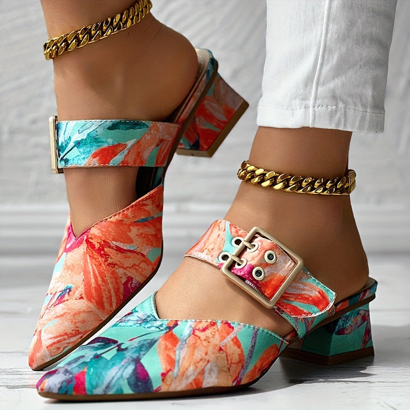 'TROPICALIA' BUCKLE SLIP-ONS