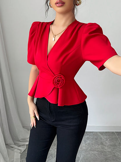 'SCARLETTE' PEPLUM WRAP BLOUSE