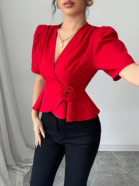 'SCARLETTE' PEPLUM WRAP BLOUSE
