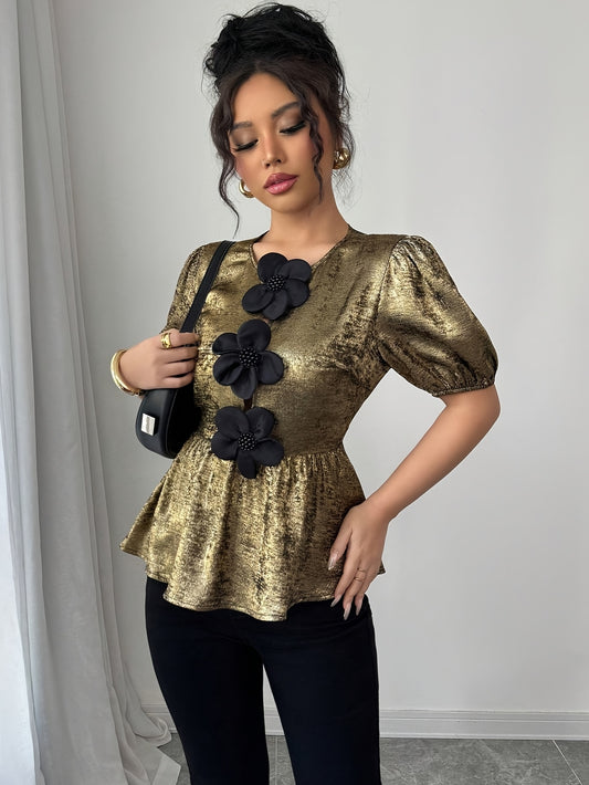'GOLDENBLOOM' METALLIC BLOUSE