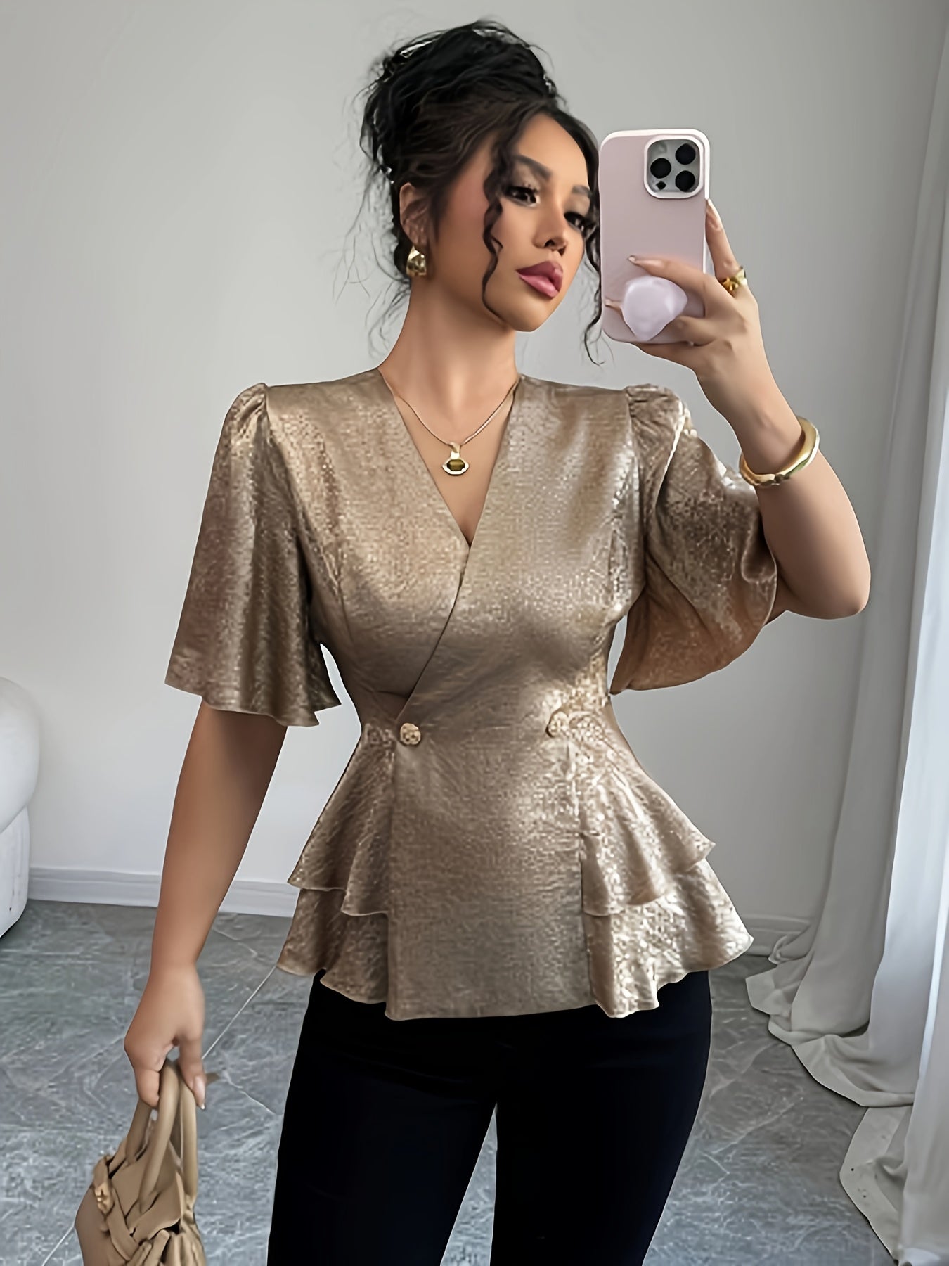 'LUXETTE' PEPLUM BLOUSE