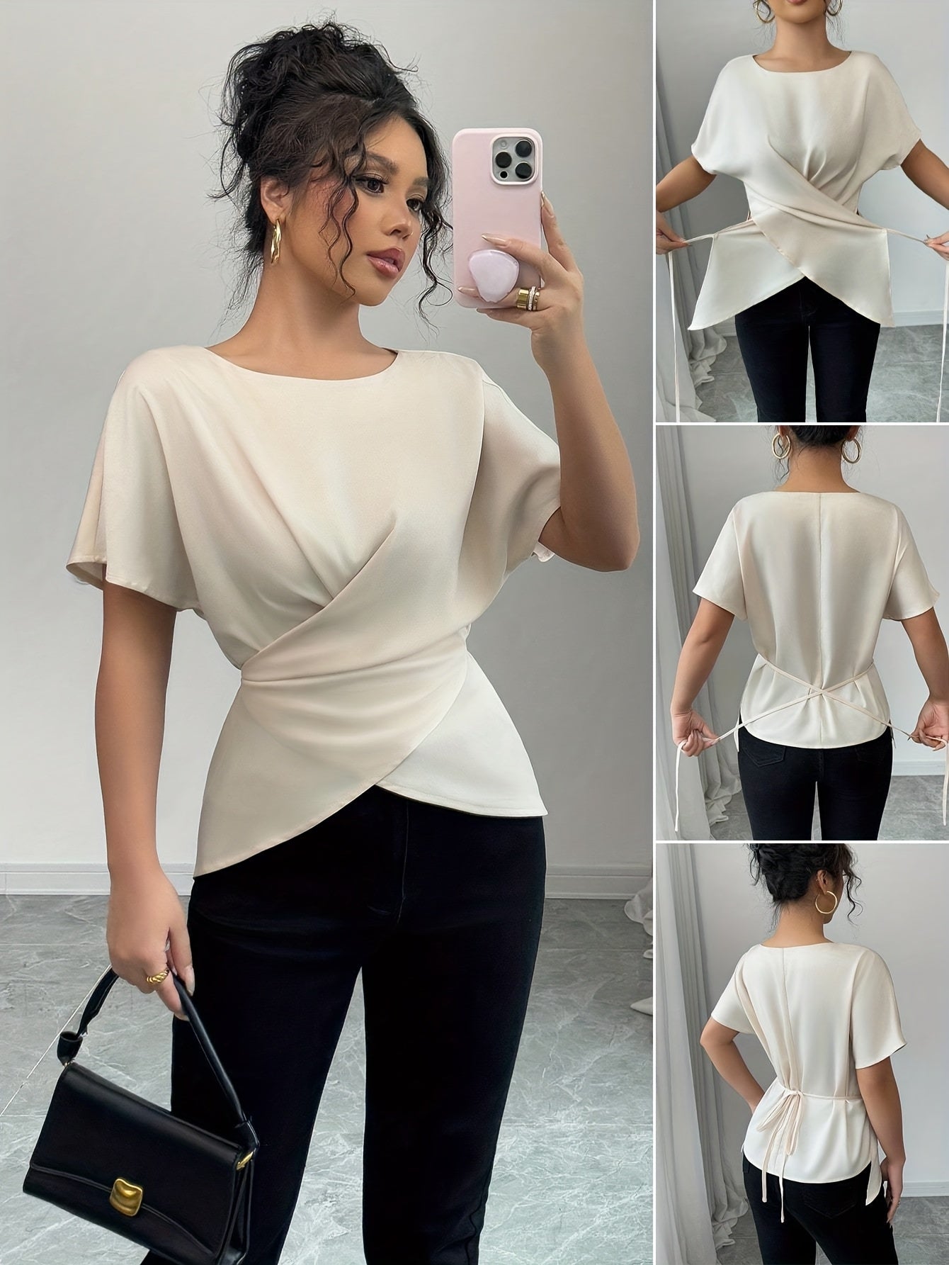 'IVORY' DRAPED WAIST SCULPTING TOP