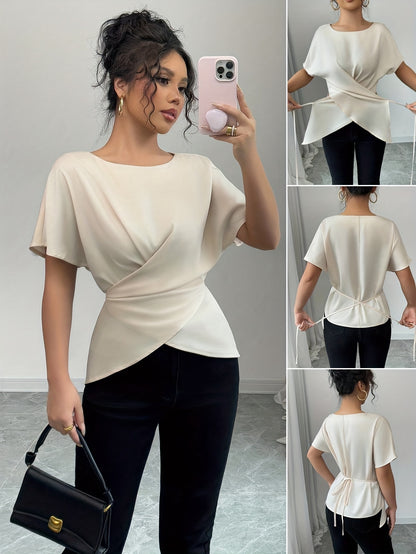 'IVORY' DRAPED WAIST SCULPTING TOP