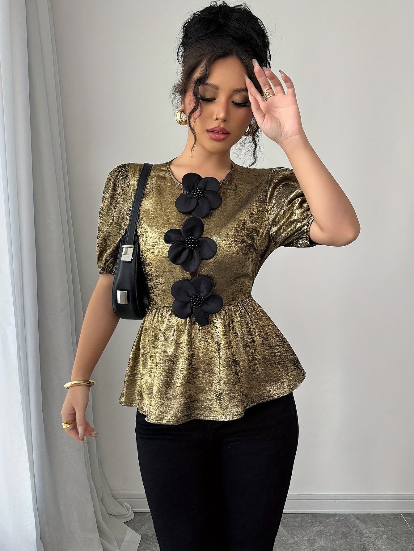 'GOLDENBLOOM' METALLIC BLOUSE