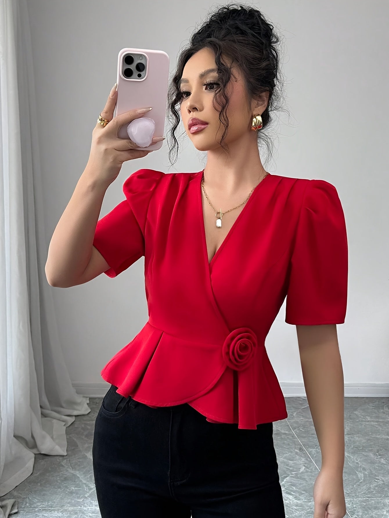 'SCARLETTE' PEPLUM WRAP BLOUSE