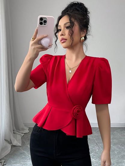 'SCARLETTE' PEPLUM WRAP BLOUSE