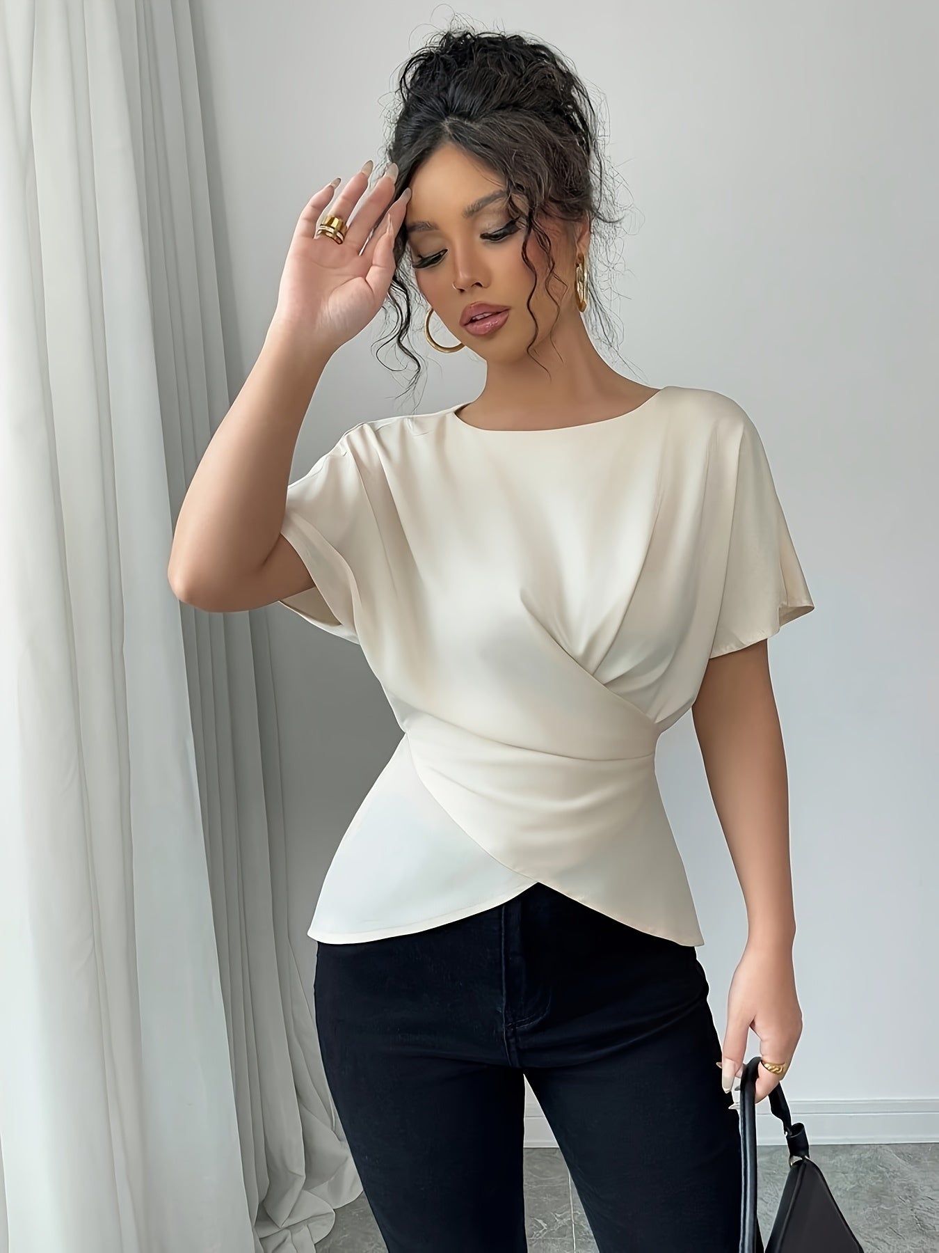 'IVORY' DRAPED WAIST SCULPTING TOP