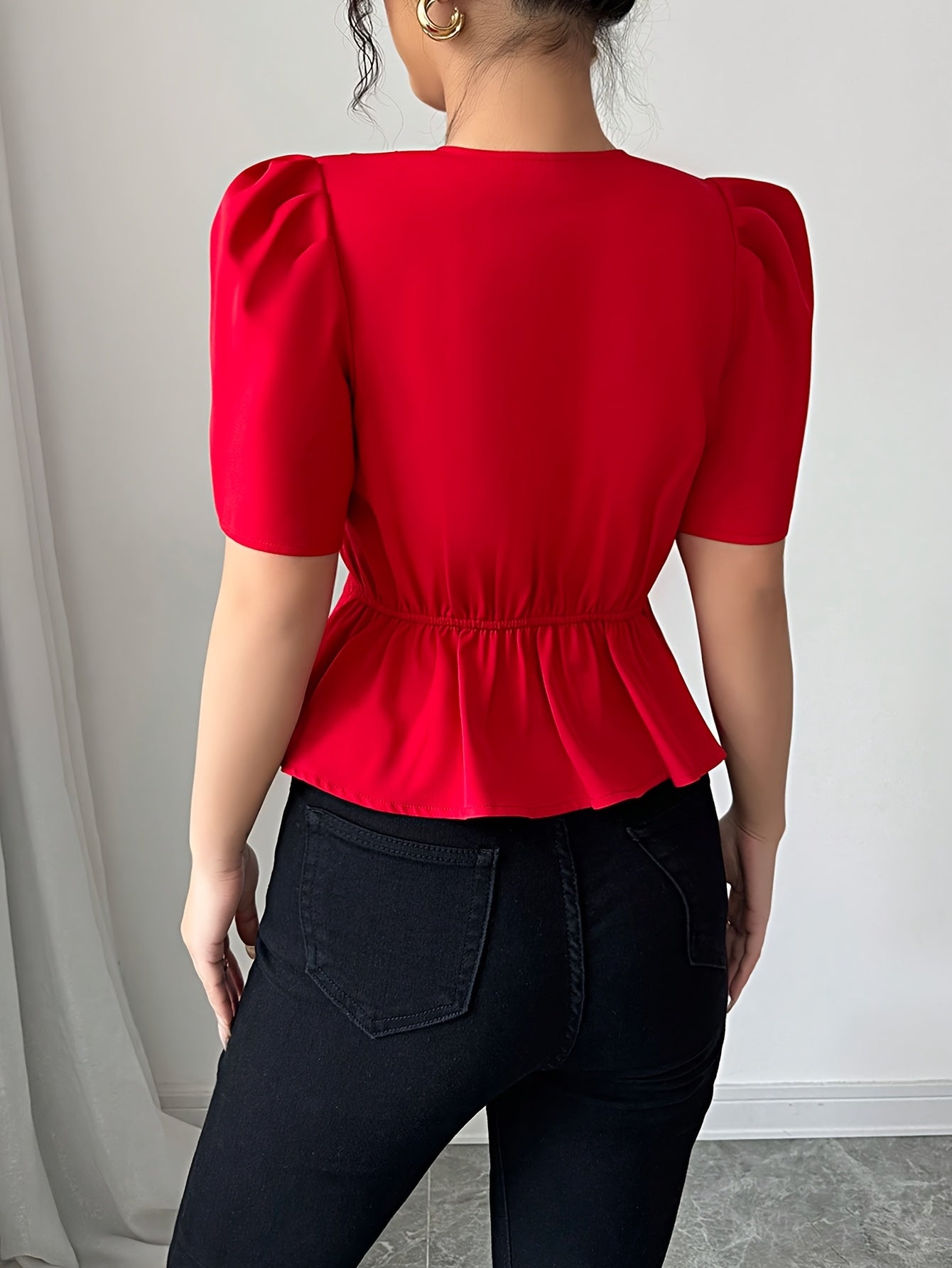 'SCARLETTE' PEPLUM WRAP BLOUSE