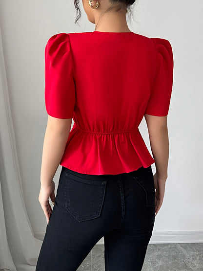 'SCARLETTE' PEPLUM WRAP BLOUSE
