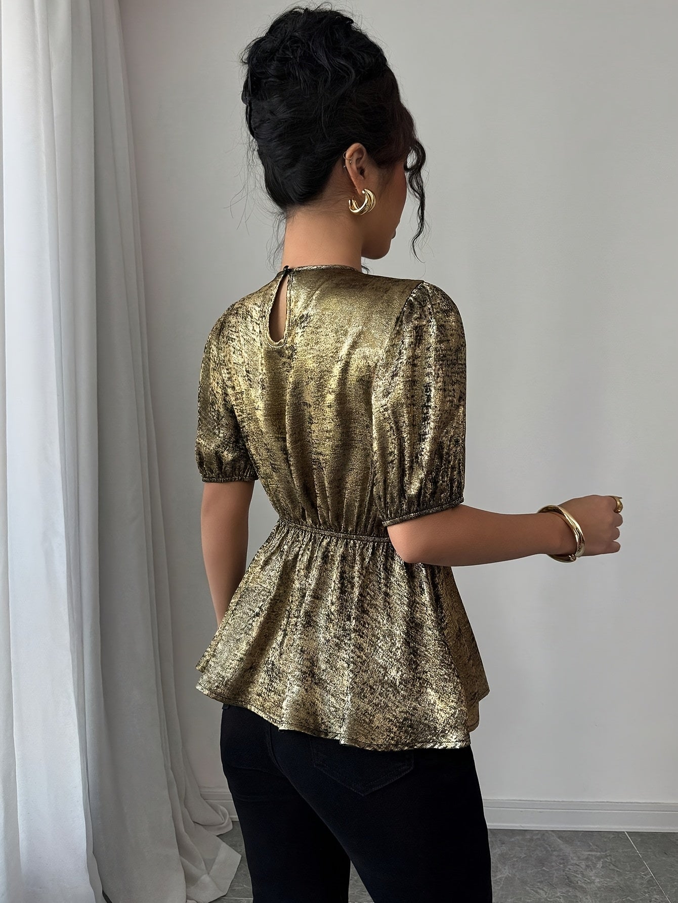 'GOLDENBLOOM' METALLIC BLOUSE