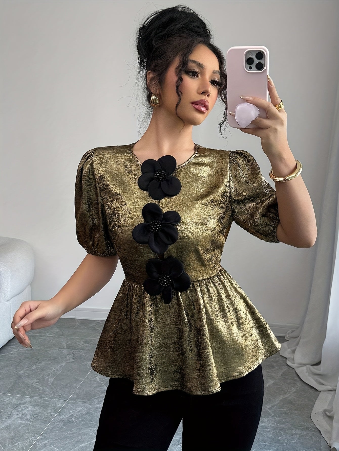'GOLDENBLOOM' METALLIC BLOUSE
