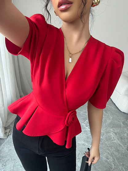 'SCARLETTE' PEPLUM WRAP BLOUSE