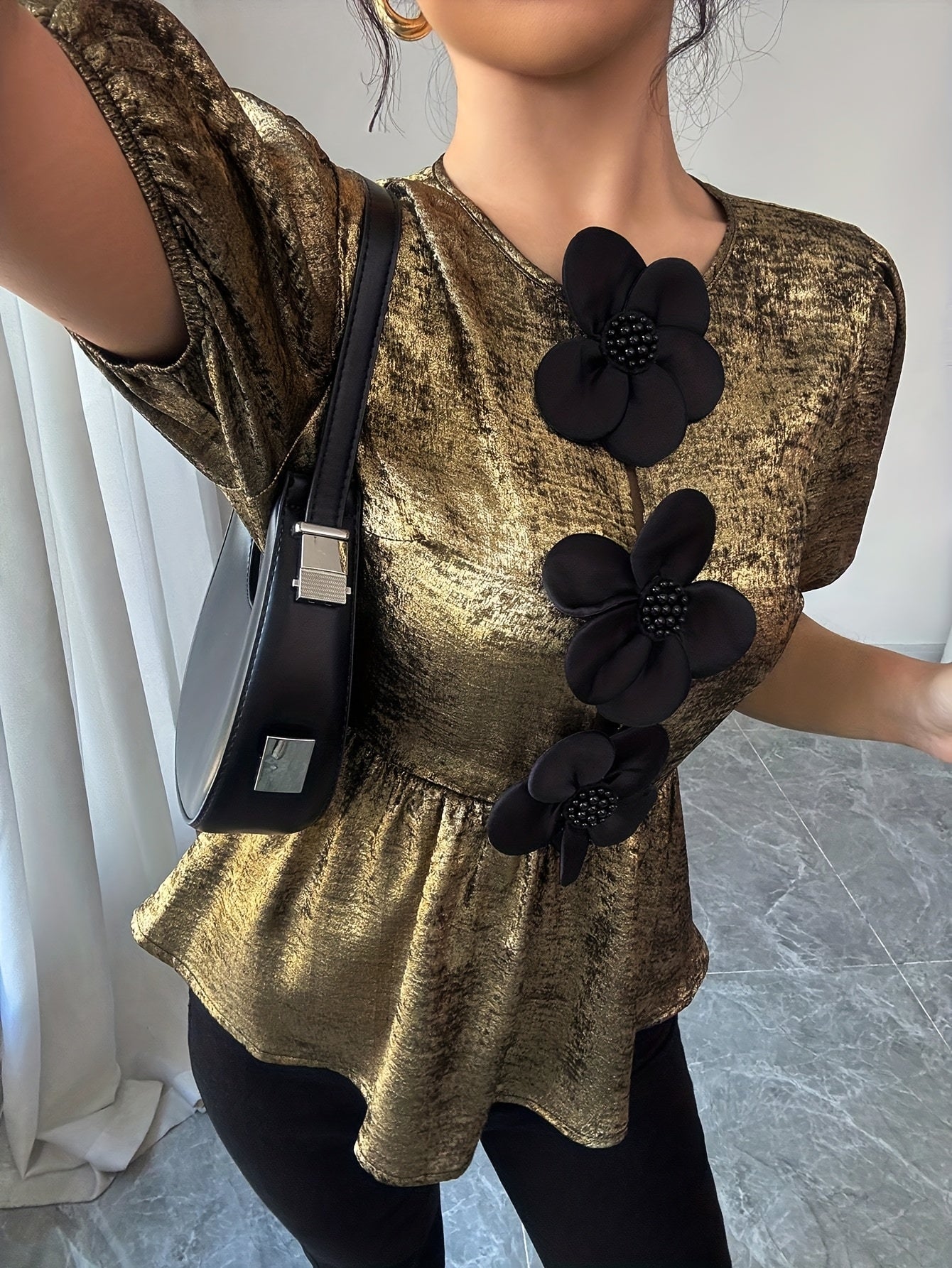 'GOLDENBLOOM' METALLIC BLOUSE