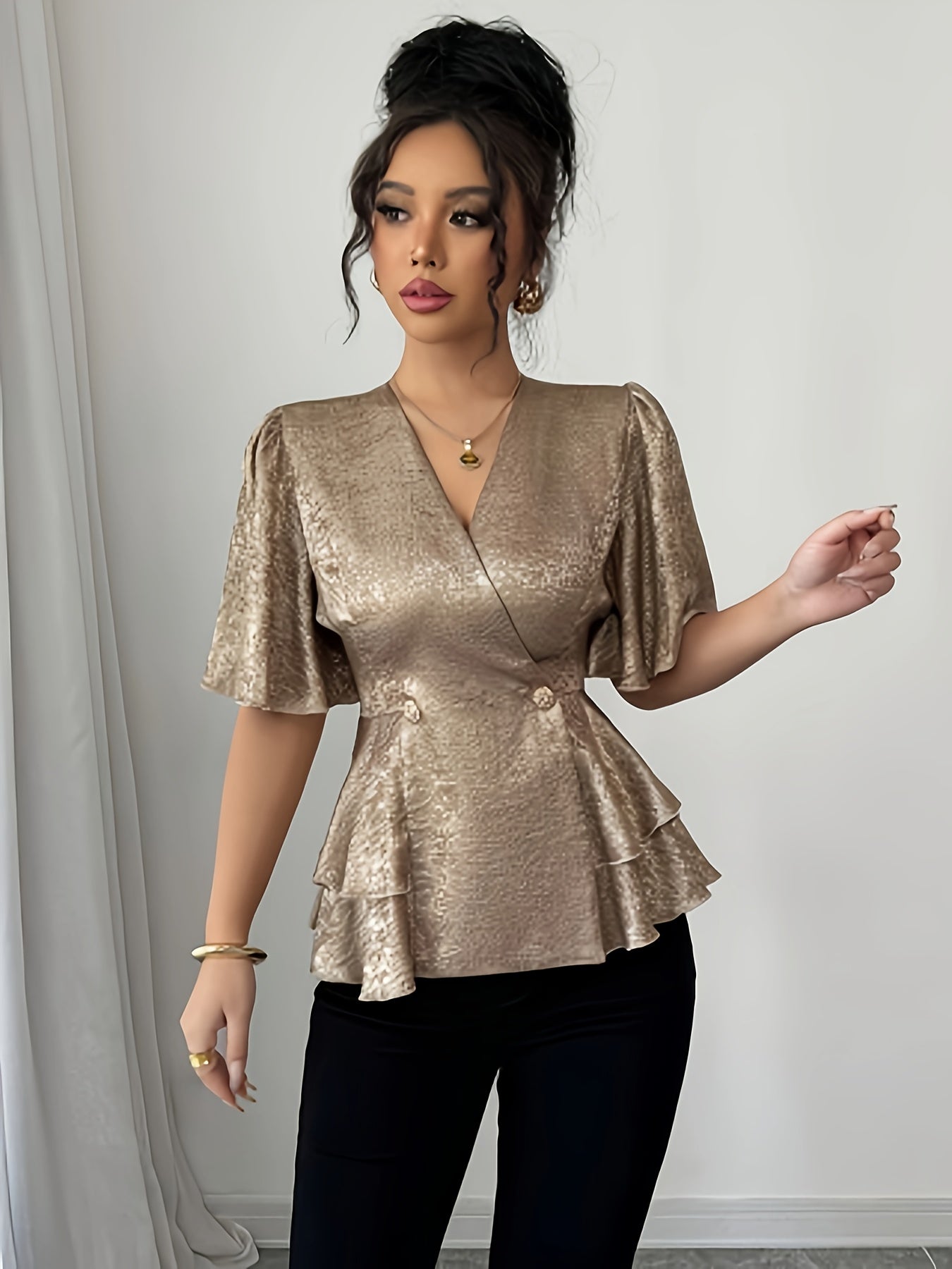 'LUXETTE' PEPLUM BLOUSE