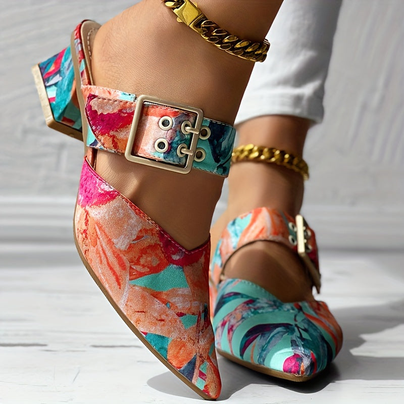 'TROPICALIA' BUCKLE SLIP-ONS