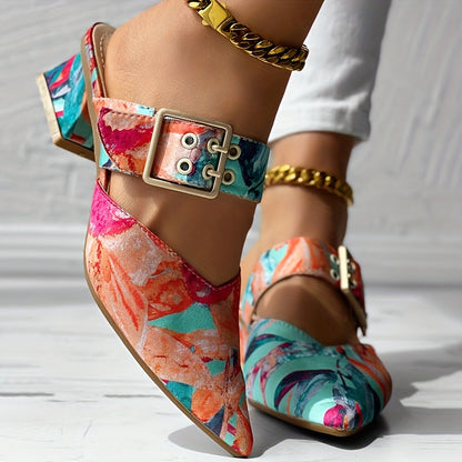 'TROPICALIA' BUCKLE SLIP-ONS