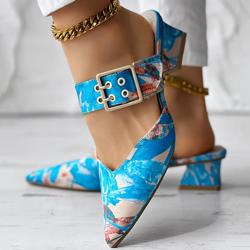 'TROPICALIA' BUCKLE SLIP-ONS