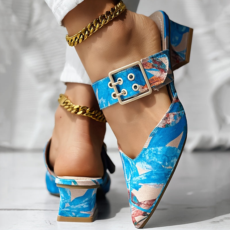 'TROPICALIA' BUCKLE SLIP-ONS