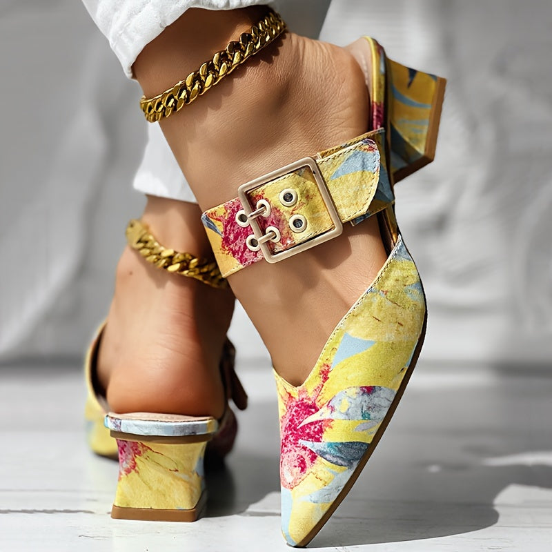 'TROPICALIA' BUCKLE SLIP-ONS