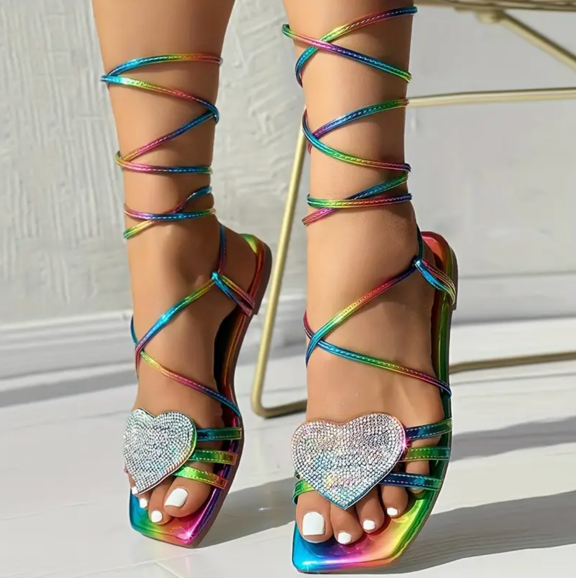 'HEARTBEAT' LACE-UP SANDALS