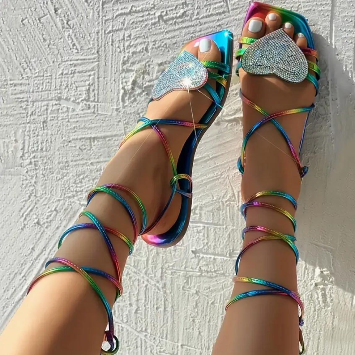 'HEARTBEAT' LACE-UP SANDALS